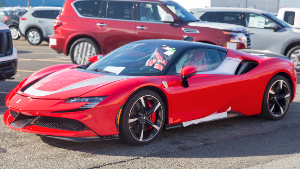 2022 Ferrari SF90 Stradale being delivered to Port Newark.