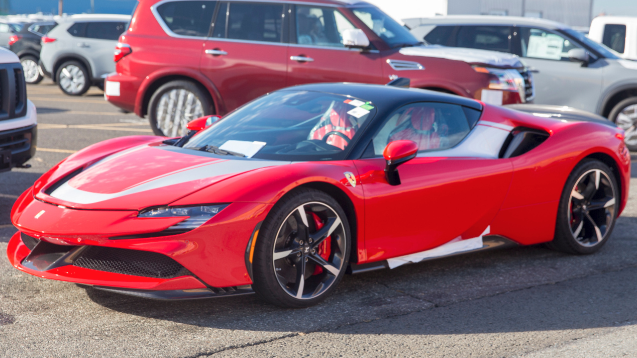 2022 Ferrari SF90 Stradale being delivered to Port Newark.