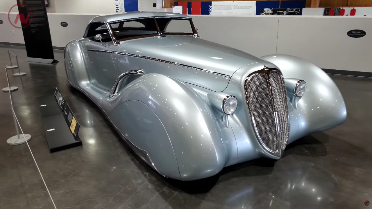 Three-quarter view of James Hetfield's Packard "Aquarius"
