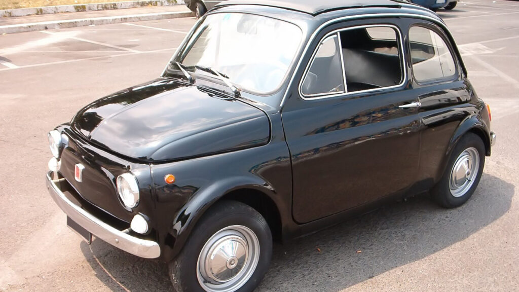 1965 black Fiat 500. The car was repainted