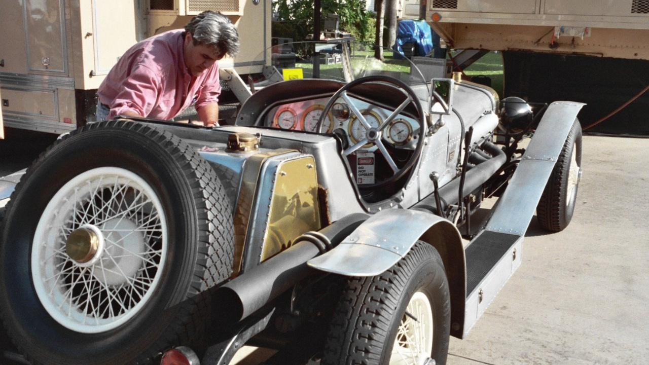 Jay Leno with car at the 1993 Emmy's