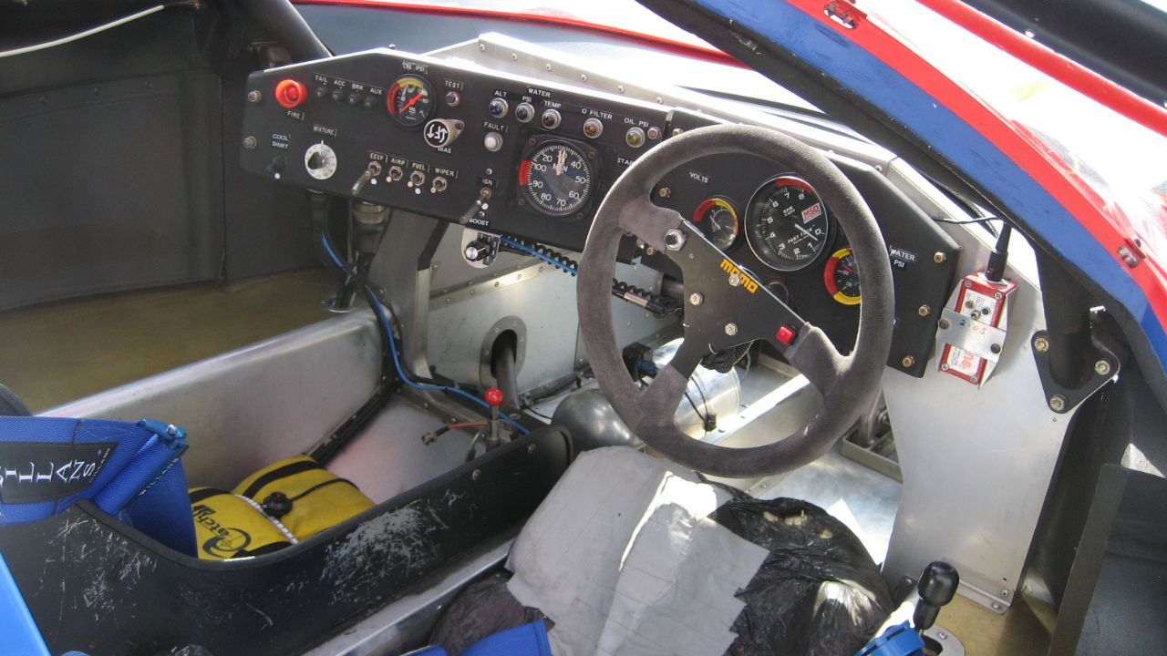 The cockpit of Nissan GTP ZX-Turbo