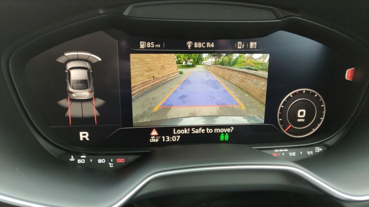 The rear view camera display on the Audi virtual cockpit