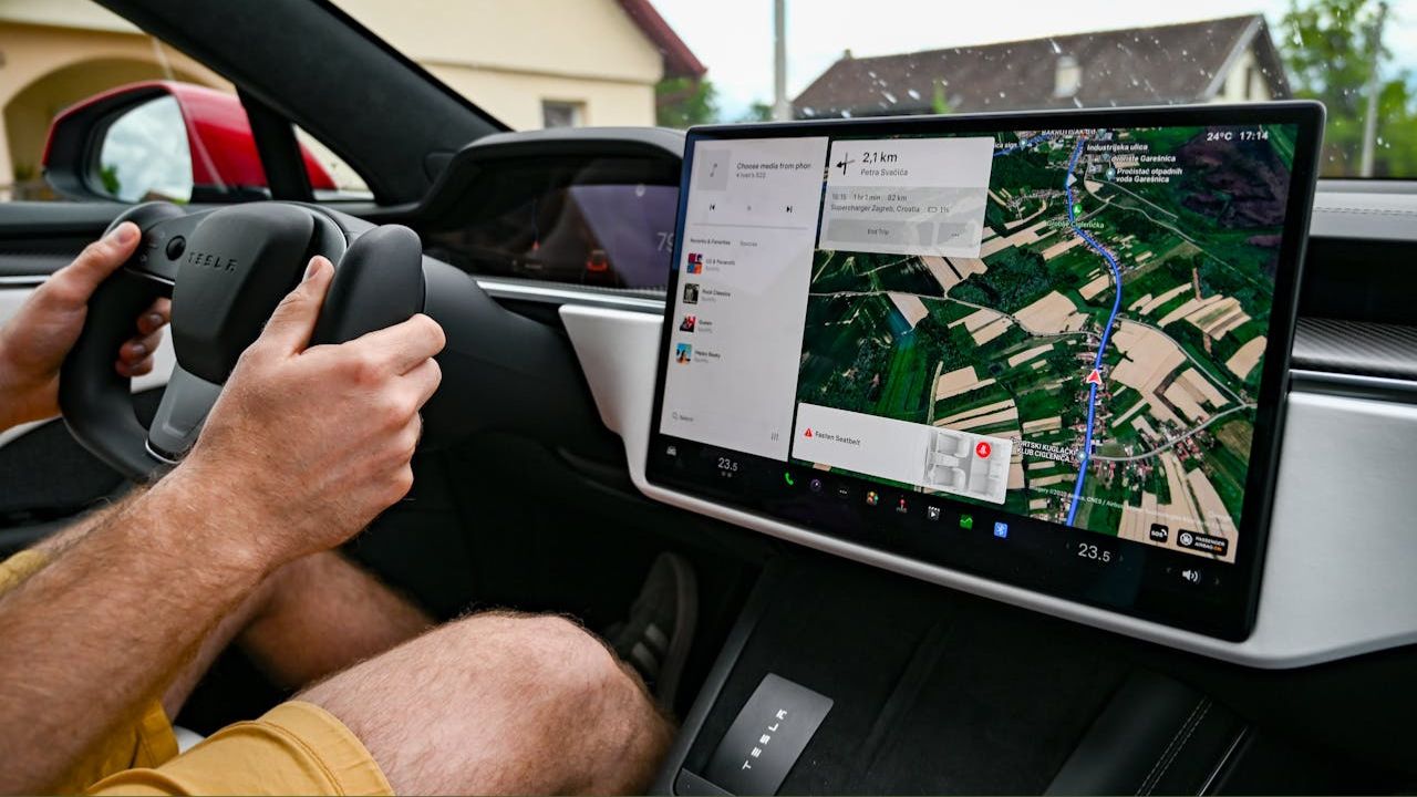 Navigation GPS Screen on Car Dashboard