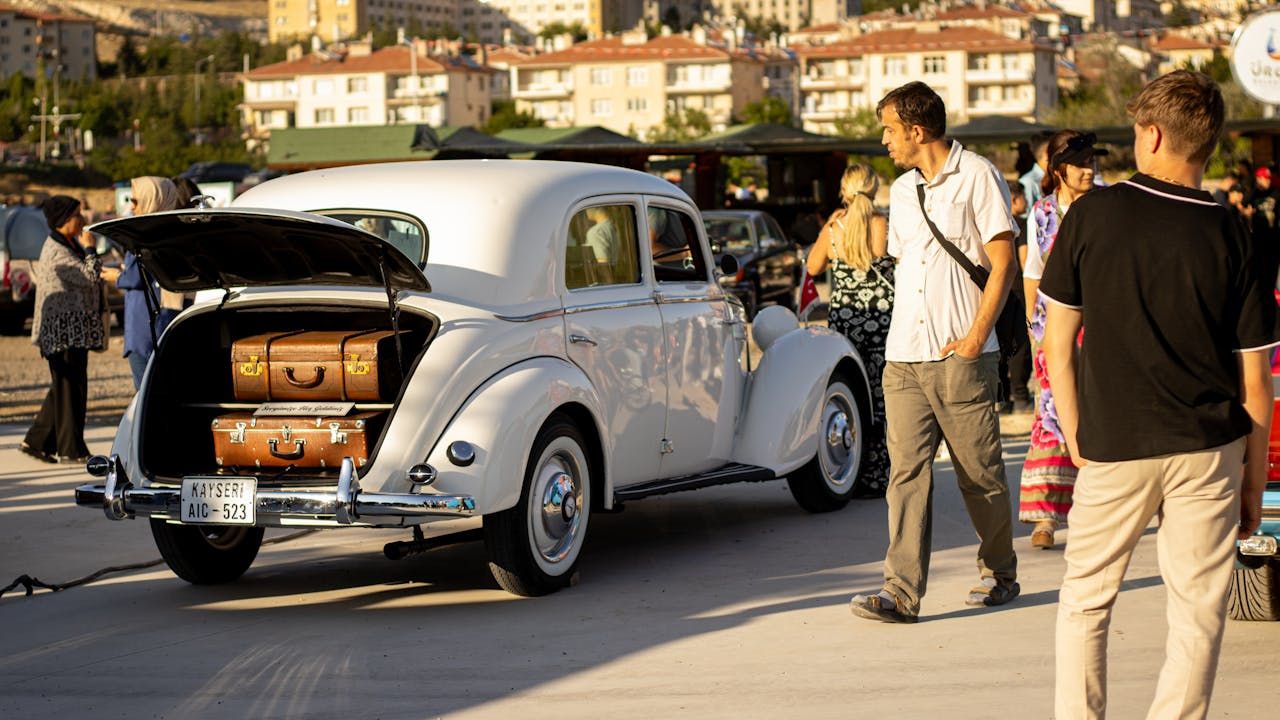 open trunk of a vintage car