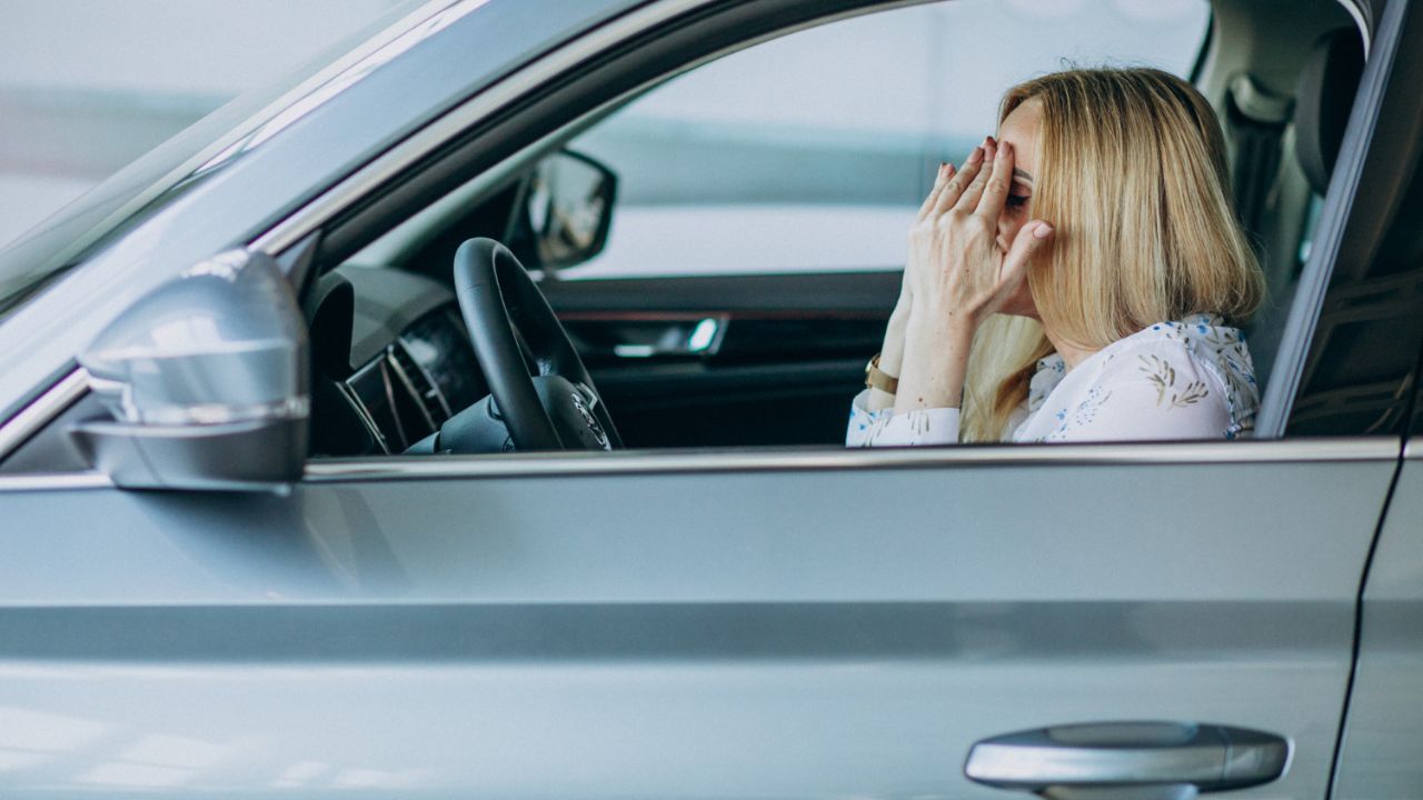 woman in car