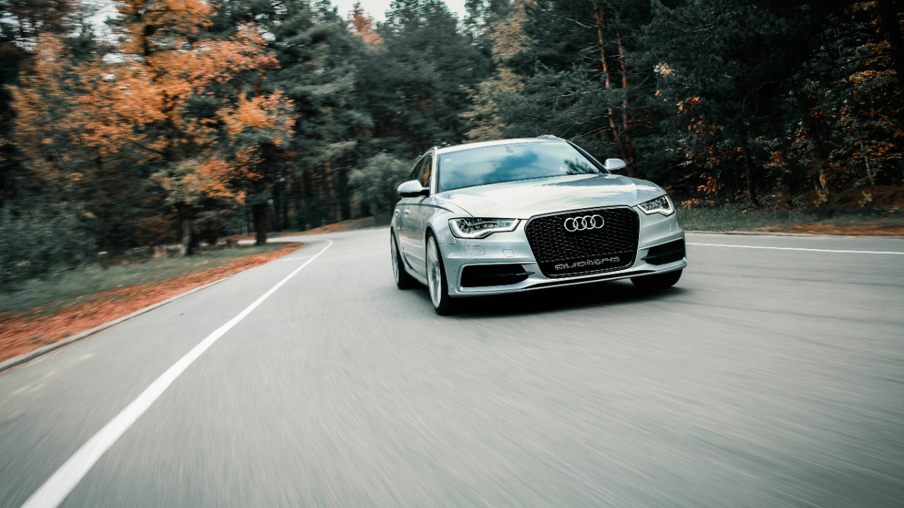 a car driving on a road