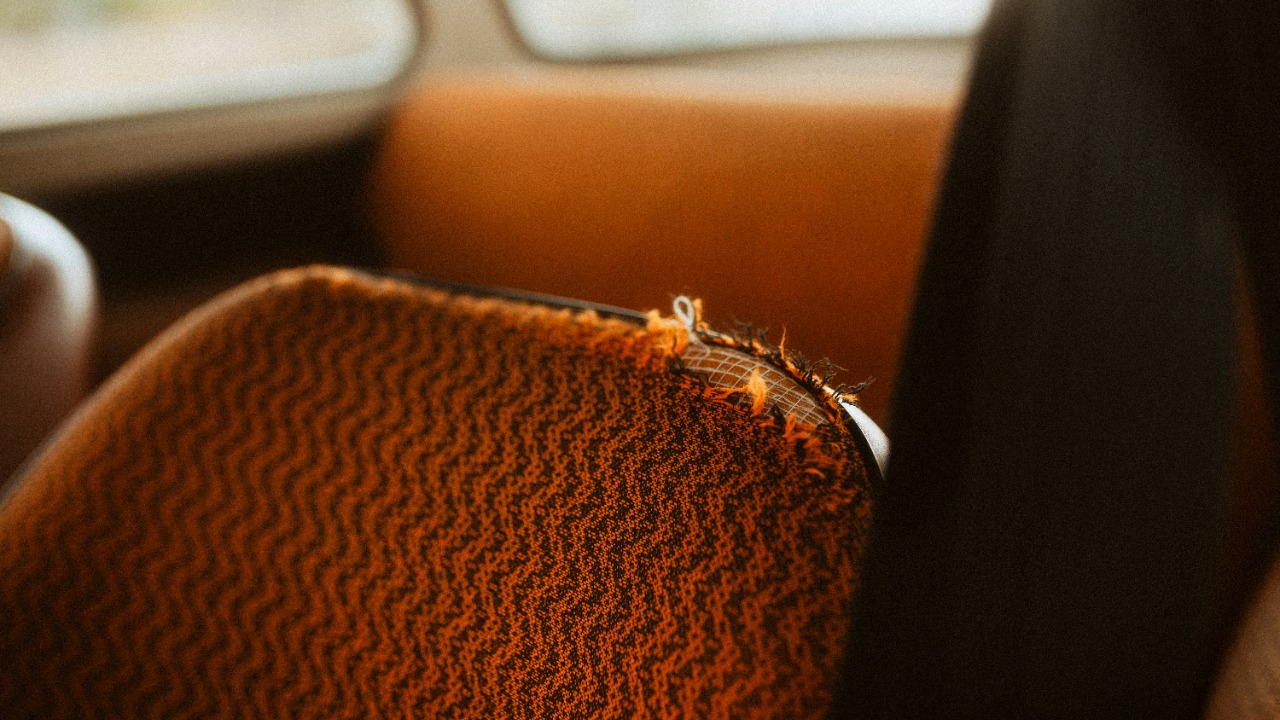 a close up of a seat in a vehicle