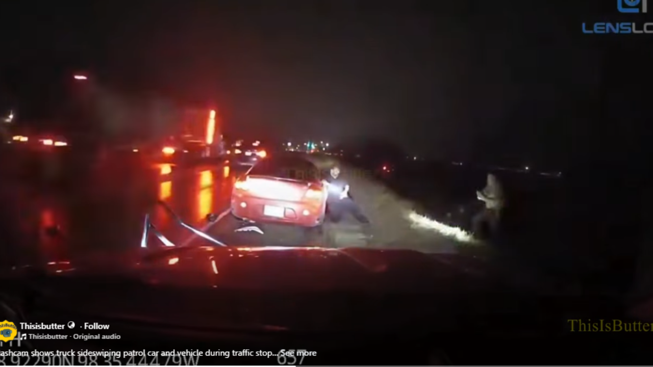 Viral dash cam shows dramatic moment sheriff’s patrol car hit by speeding pickup on busy Texas highway
