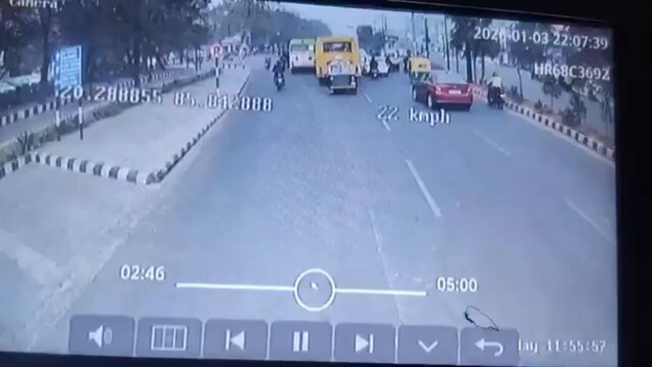 Viral dashcam of bus crushing auto between buses shocks viewers