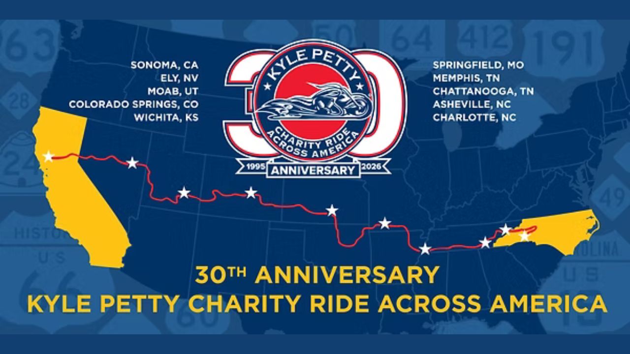 Kyle Petty Charity Ride marks 30 years with May 1–9, 2026 route