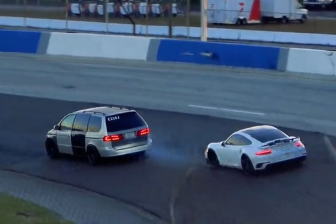 A Porsche 911 Turbo vs. a Honda Odyssey sounds like a joke until you see the start
