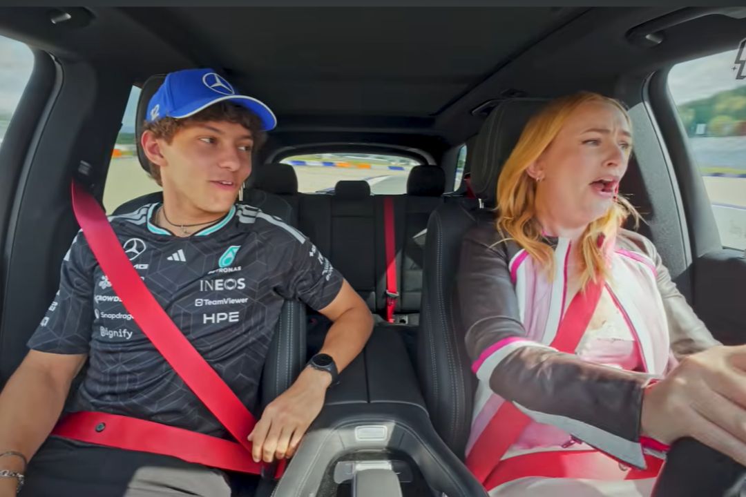She tried to teach an F1 driver how to drive (and immediately ended up in the gravel)