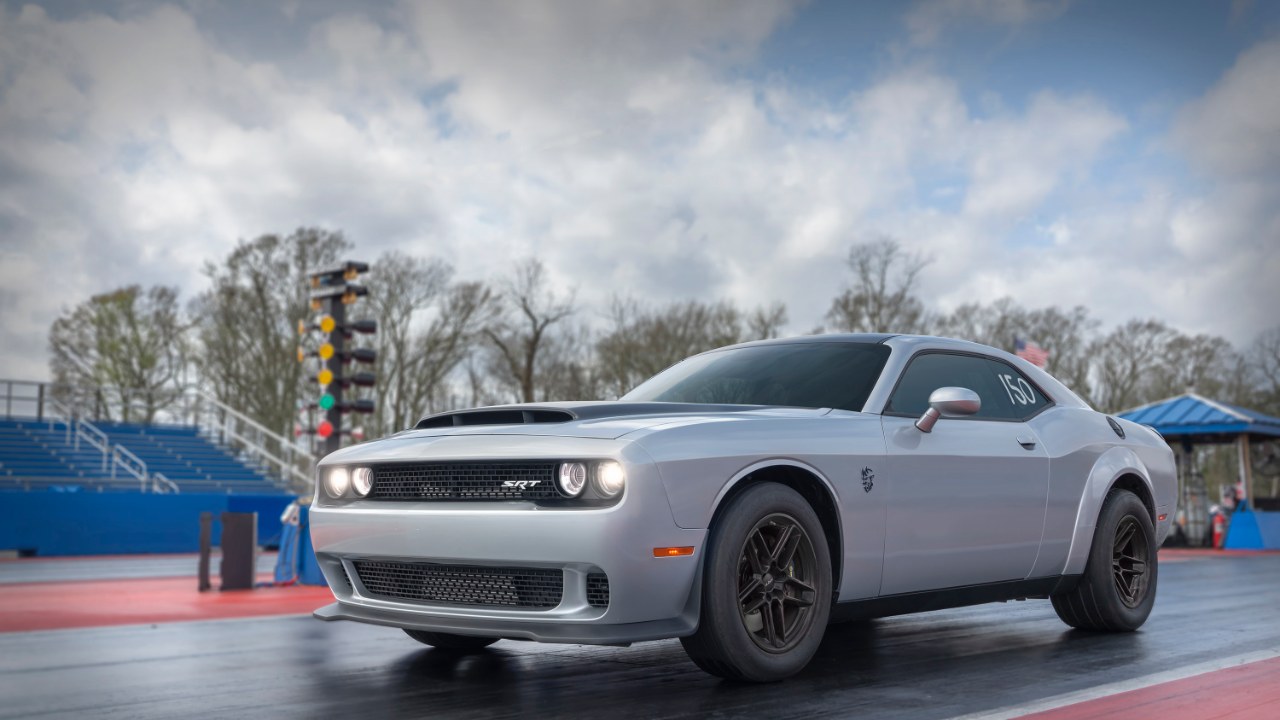 A 2023 Dodge Challenger SRT Demon 170 at the drag strip, one of the cars covered by the Demon 170 crankshaft damper notice