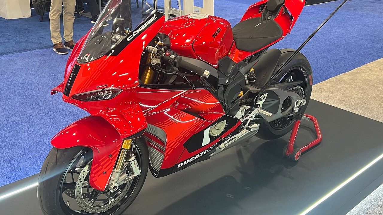 A Ducati Panigale V4 S Corse, an earlier version of the bike updated as the 2027 Ducati Panigale V4