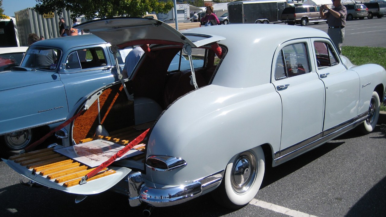 Kaiser Vagabond with its rear hatch open