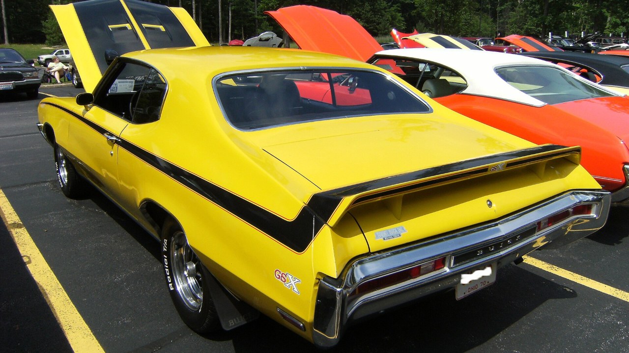 1970 Buick GSX in Saturn Yellow, the only other color offered alongside Apollo White