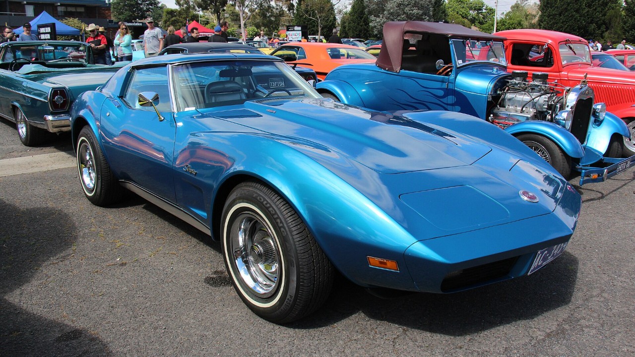 A 1974 Chevrolet Corvette coupe, from the last year of the big-block Corvette