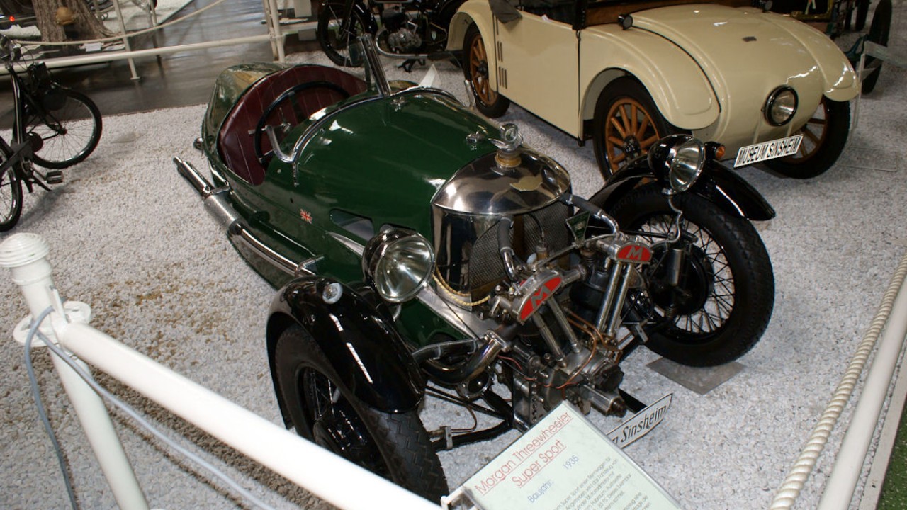 A 1935 Morgan Super Sport three-wheeler, one of the early Morgan cars