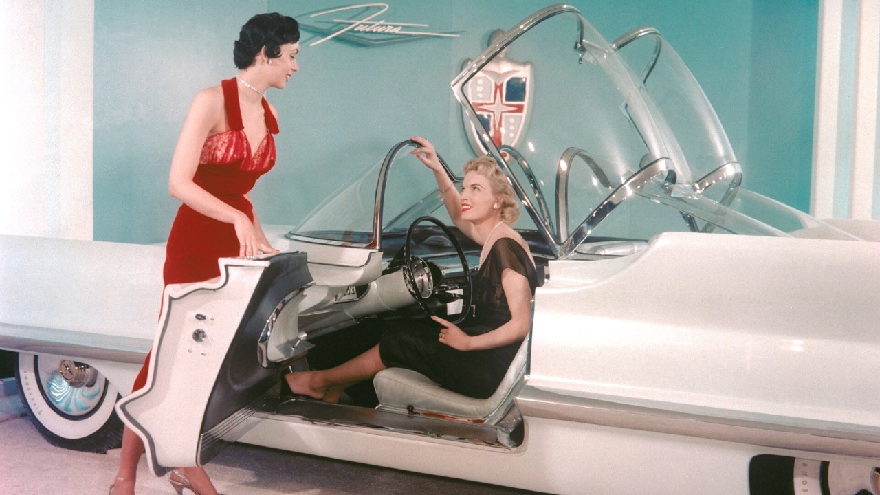 The 1955 Lincoln Futura show car, built by Ghia, in a Ford photo