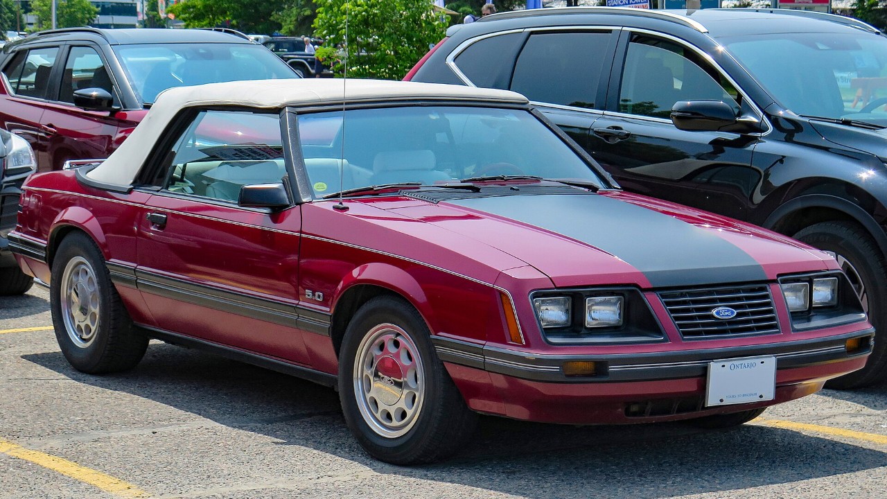 A 1983 Ford Mustang convertible