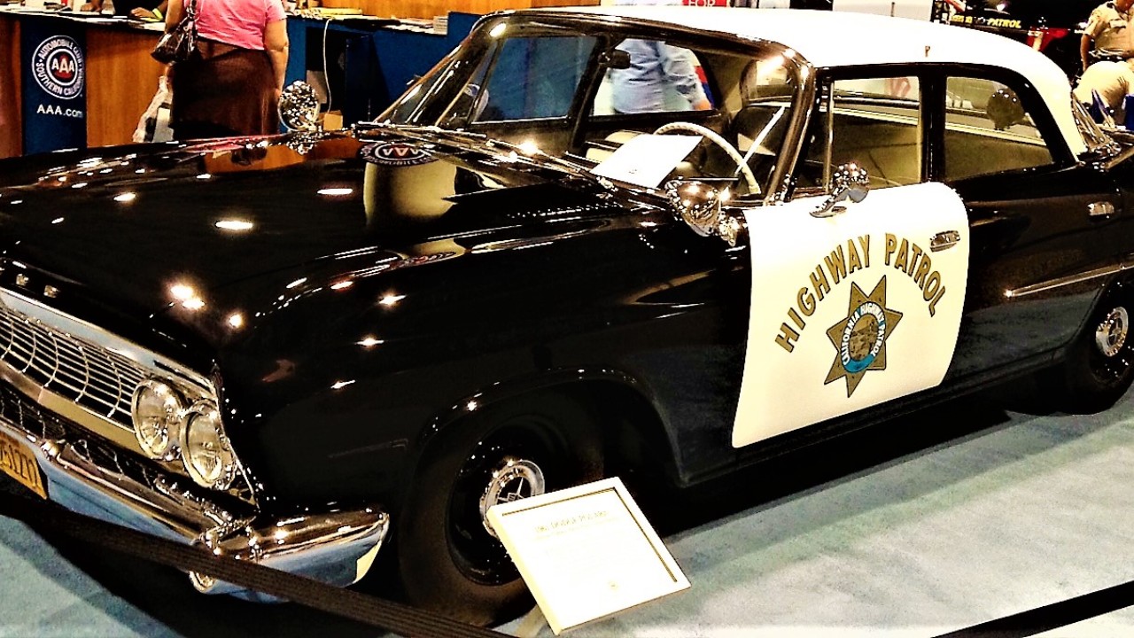 A Dodge Polara police car in California Highway Patrol livery