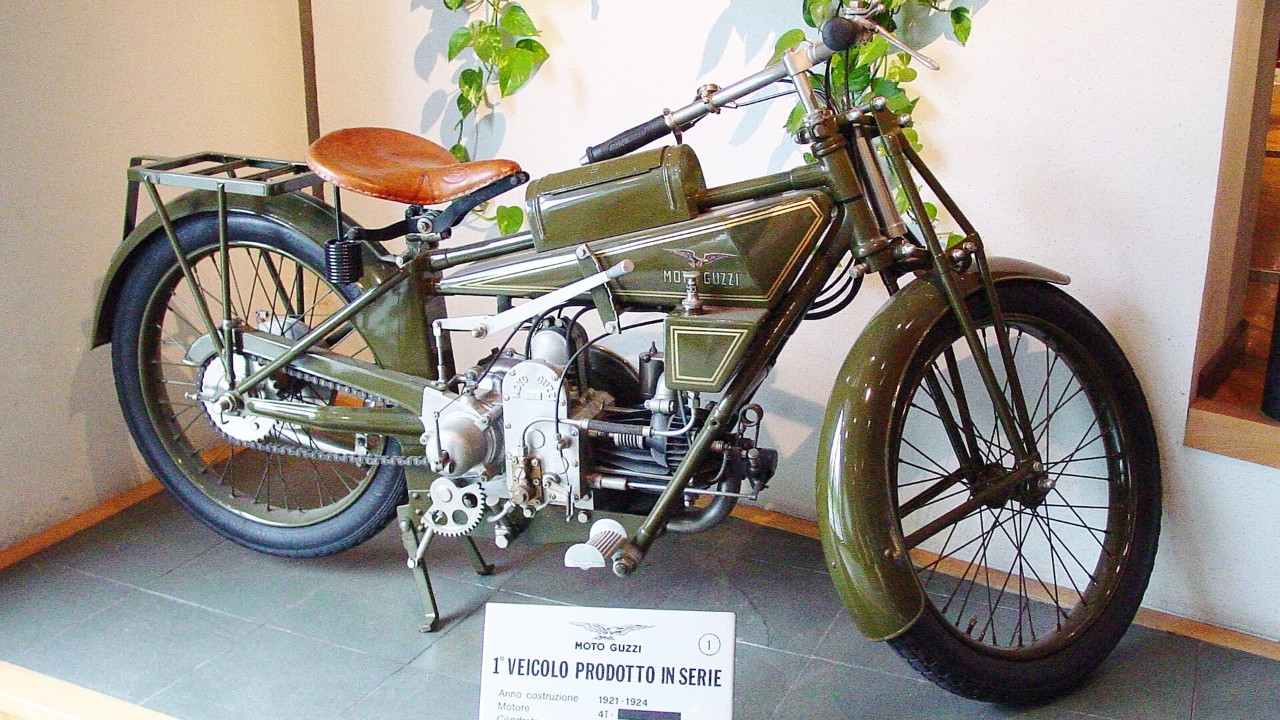 A 1921 Moto Guzzi Normale, the first Moto Guzzi