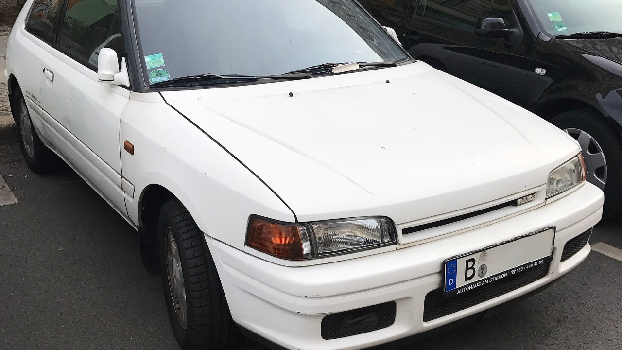 A Mazda 323 4WD hatchback