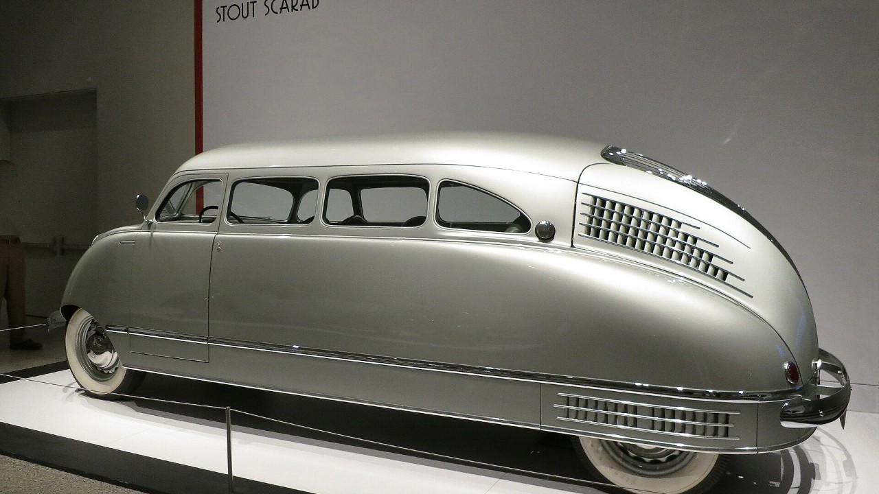 Only nine Stout Scarabs are believed built, rear-engine 1930s cars with movable chairs and a card table