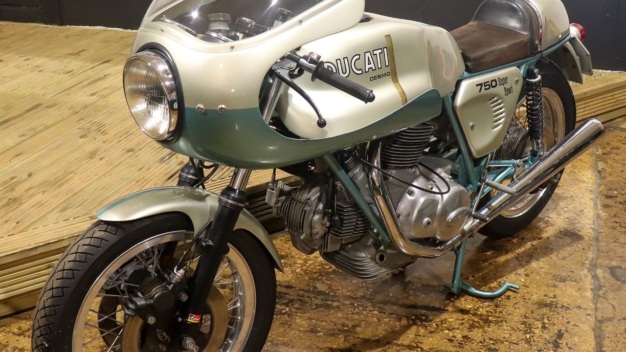 A 1974 Ducati 750 Super Sport green frame