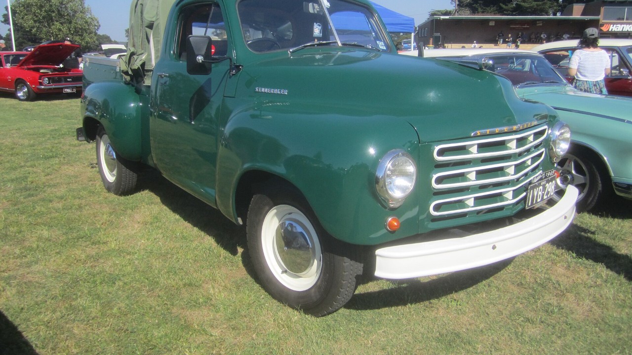 A green 1949 Studebaker 2R pickup