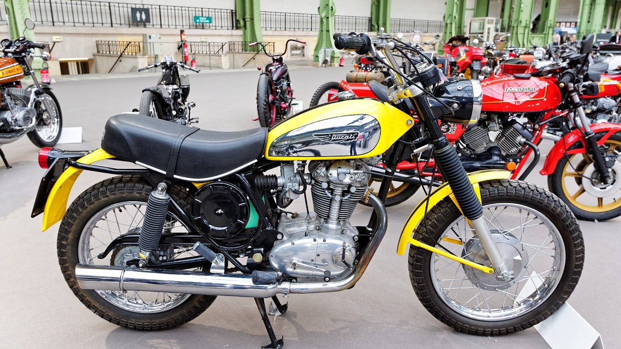 A Ducati 450 Scrambler at a 2016 Bonhams sale in Paris