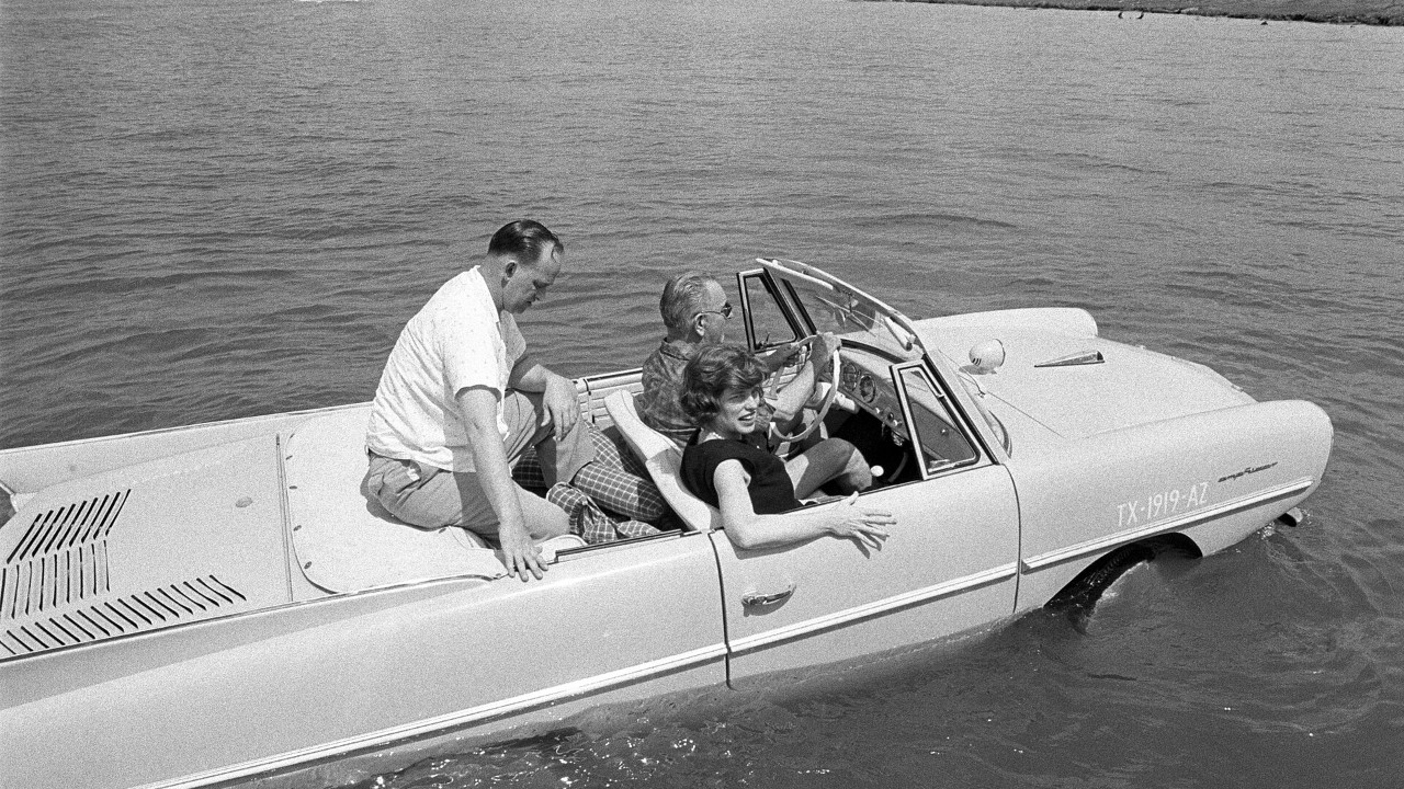 Lyndon Johnson faked a brake failure to roll guests into the lake at his Texas ranch in a blue Amphicar