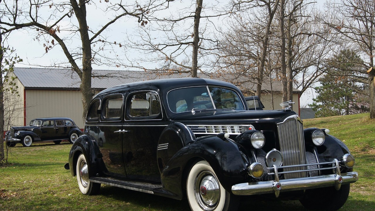 A black 1940 Packard Custom Super Eight One-Eighty