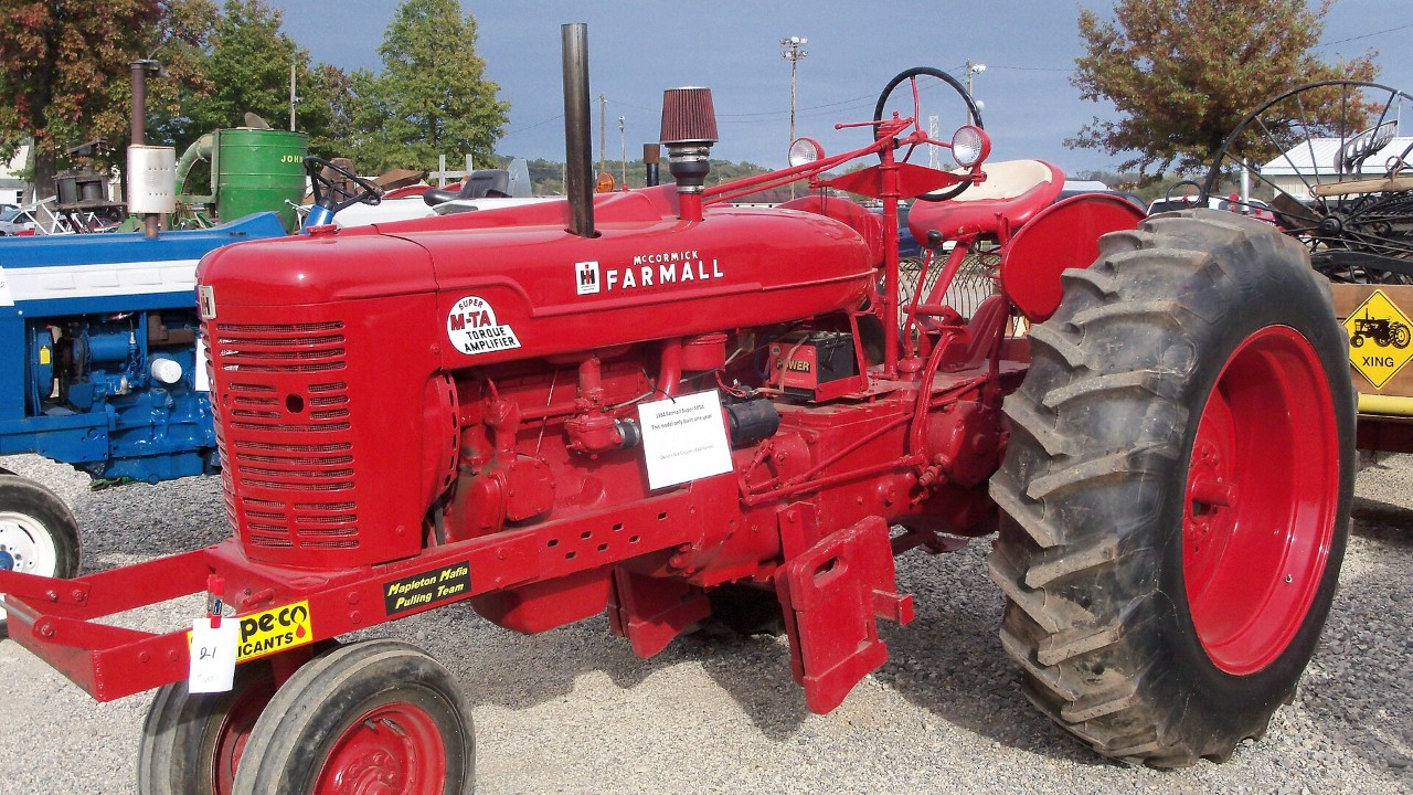 A 1954 Farmall Super M-TA tractor
