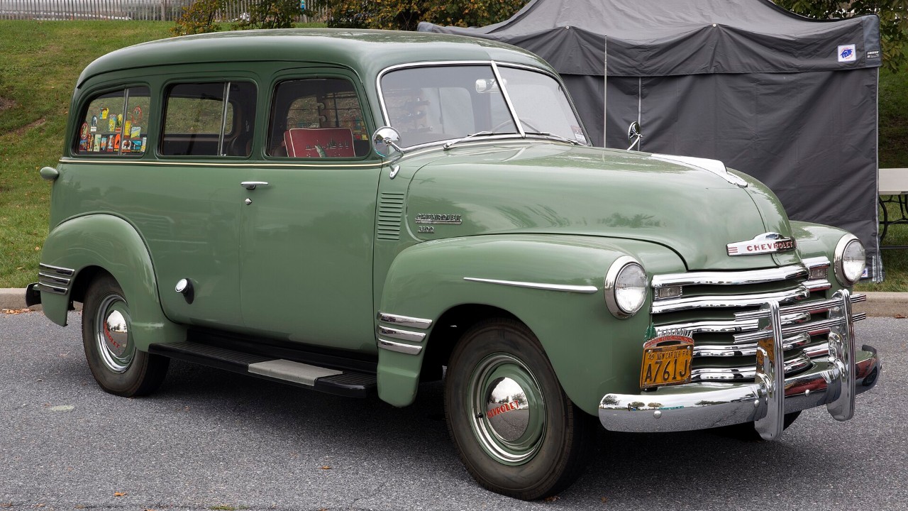 A 1949 Chevrolet 3100 Suburban Carryall from the third generation