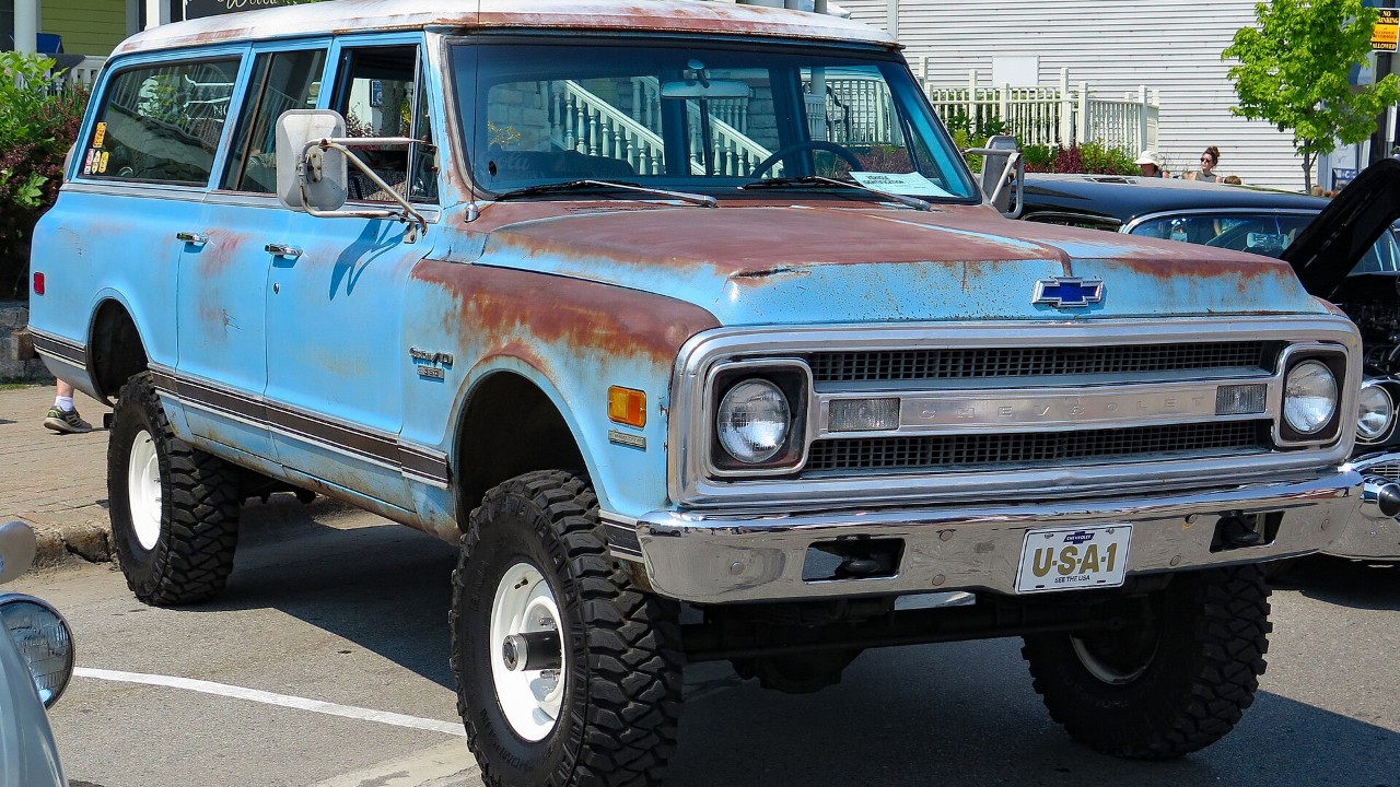 A 1969 Chevrolet K10 Suburban from the sixth generation