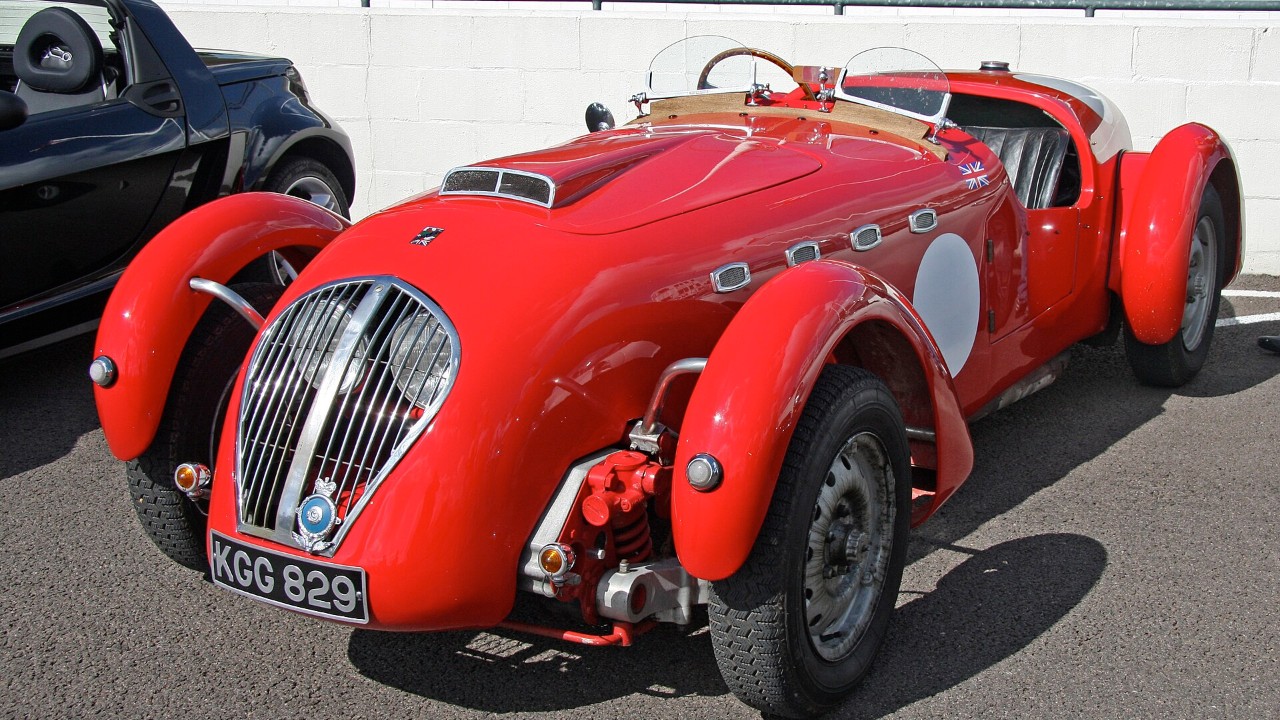 A red Healey Silverstone