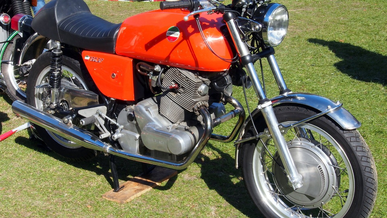 An orange Laverda 750 SF