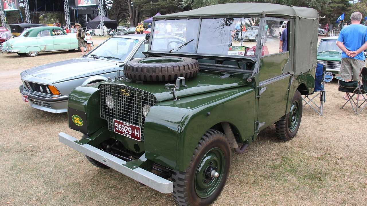 A 1948 Land Rover Series I with the 80-inch wheelbase, the first of the Land Rover Series models