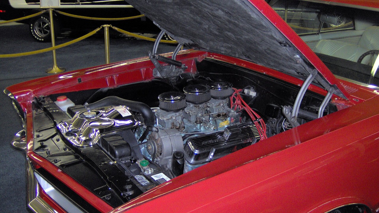 The Tri-Power 389 engine in a 1965 Pontiac GTO