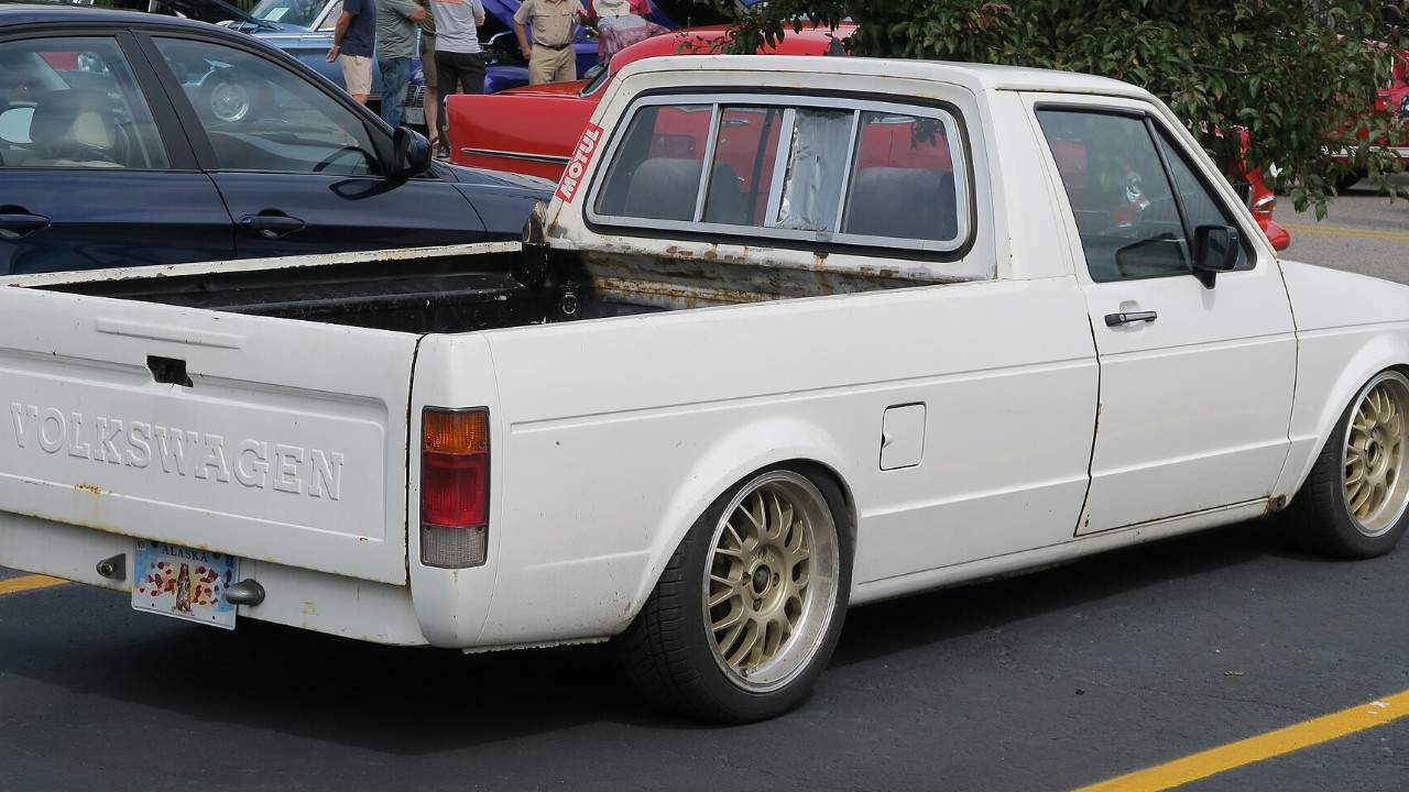 A white 1980 Volkswagen Rabbit Pickup