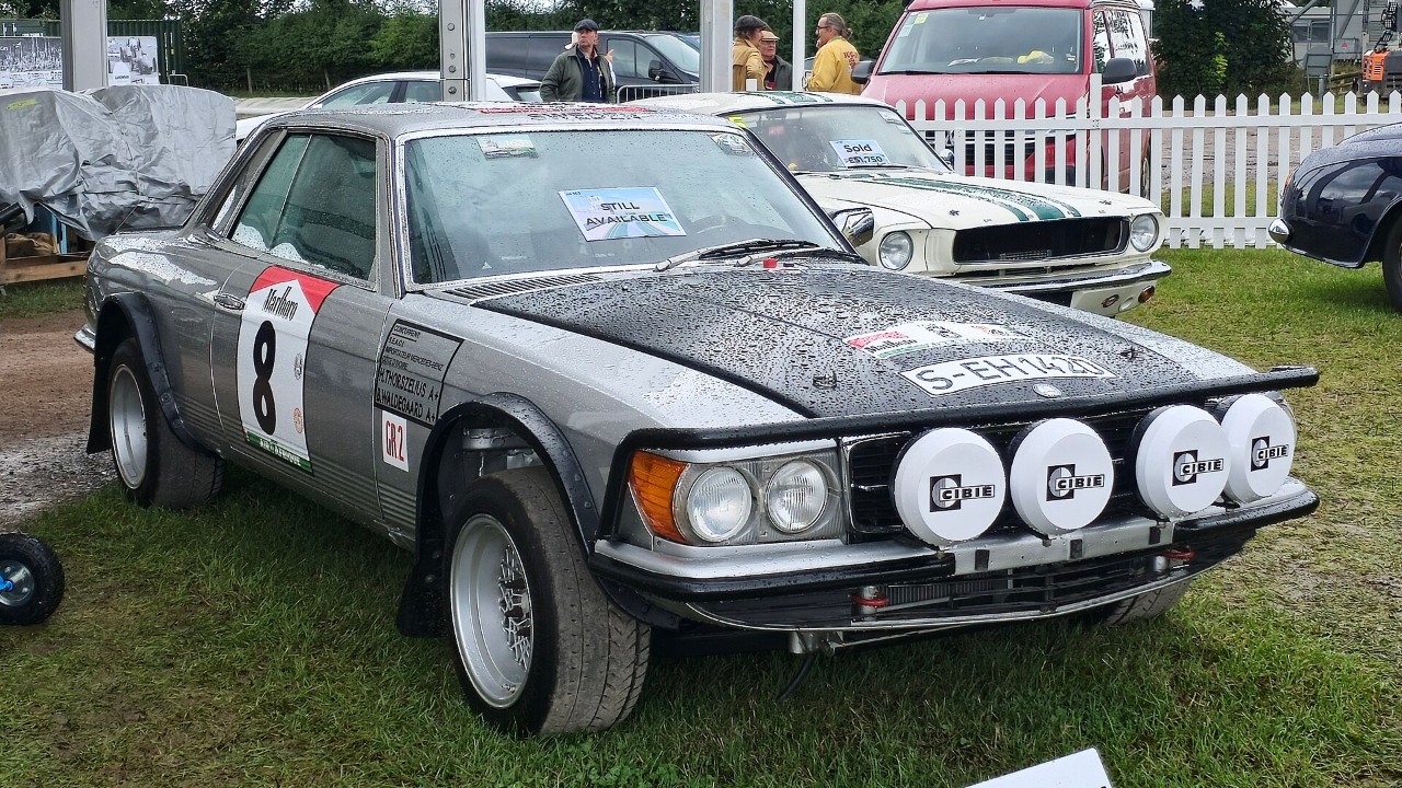 A 1979 Mercedes-Benz 450 SLC 5.0 rally car, the model that swept the Rallye Bandama