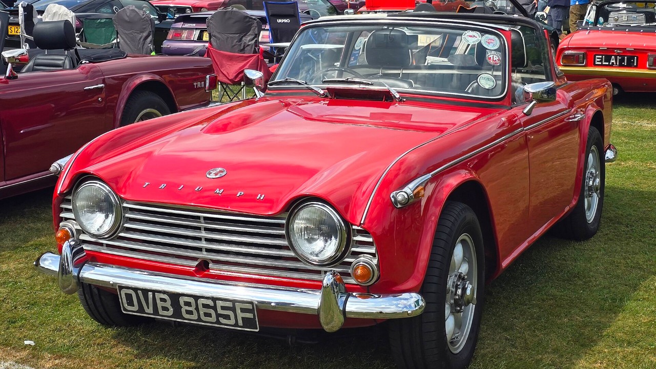 A red 1967 Triumph TR4A