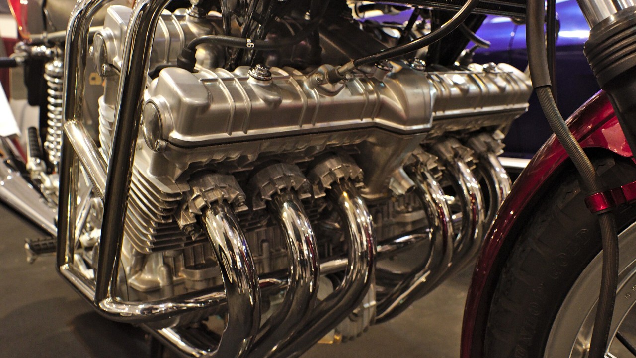 The six-cylinder engine of a Honda CBX