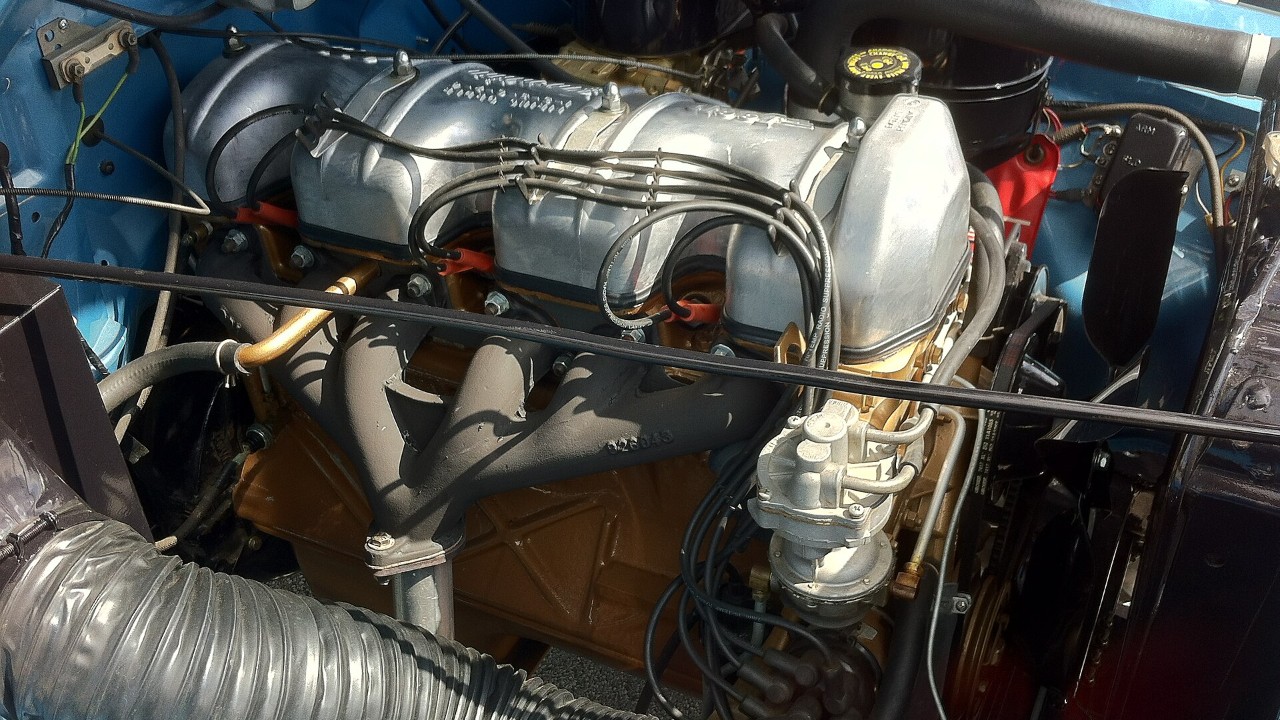 The Tornado engine in a 1963 Jeep pickup, the first of the Jeep Gladiator engines