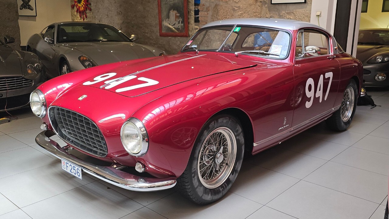 A red Ferrari 250 GT Europa, which opened the Ferrari 250 GT line in late 1954