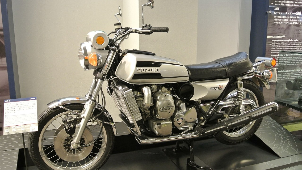 A 1974 Suzuki RE5 rotary motorcycle