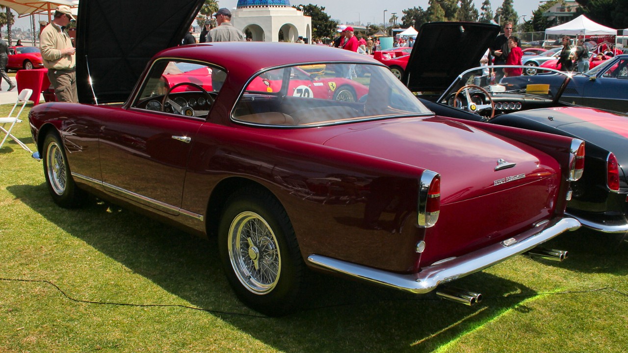 A maroon 1958 Ferrari 250 GT Ellena coupe