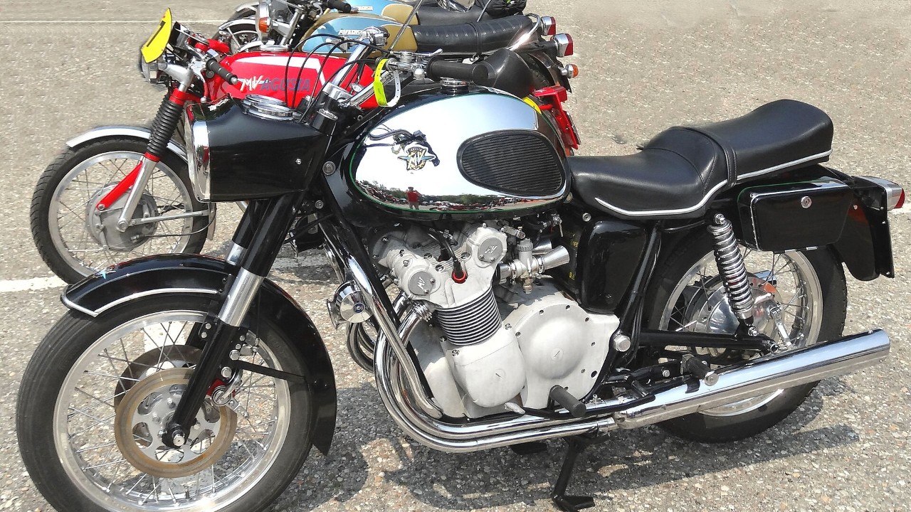 An MV Agusta 600 four, this one fitted with a cable-operated front brake